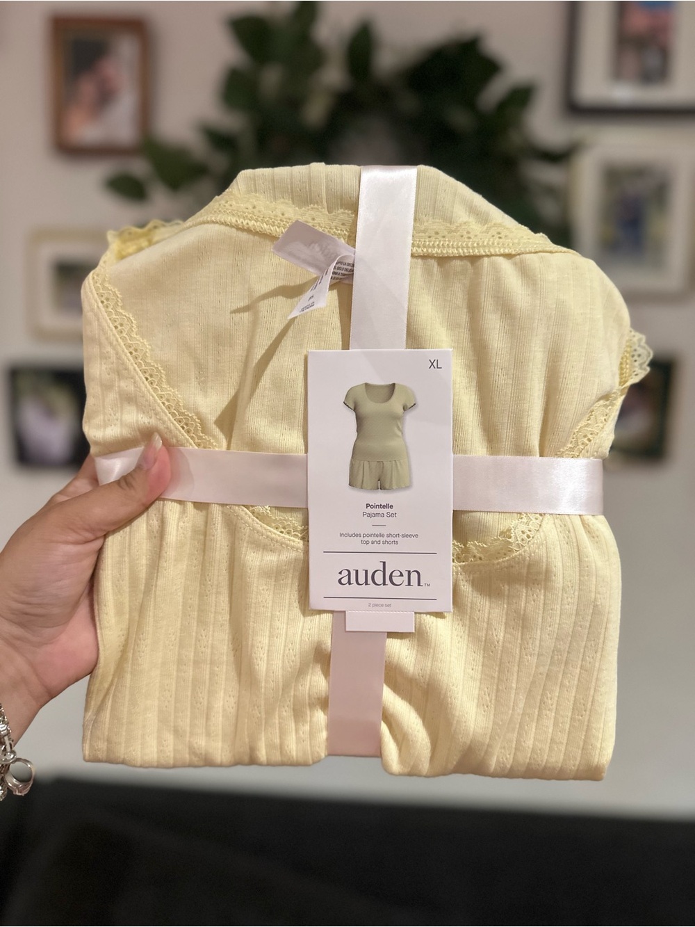 Auden Pale Yellow Pointelle Short Sleeve Pajama Set